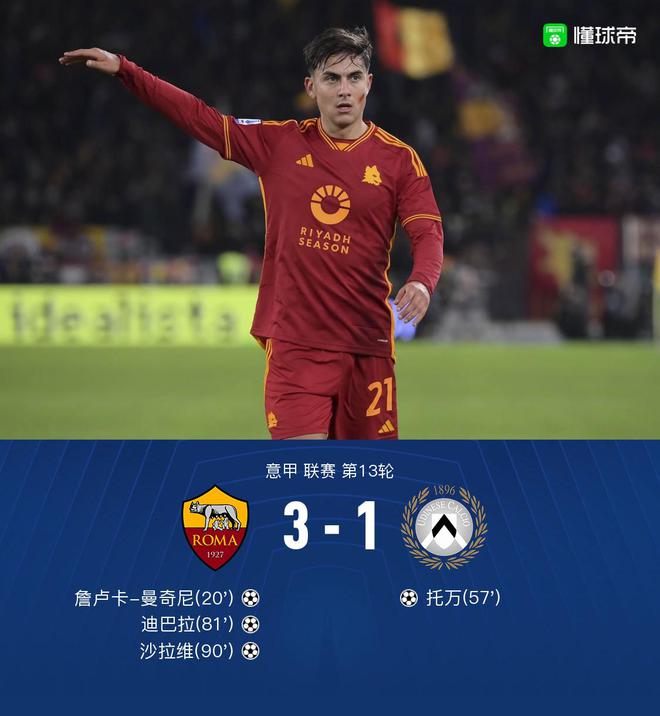开云平台-罗马客场击败乌迪内斯，连胜场次达到四场